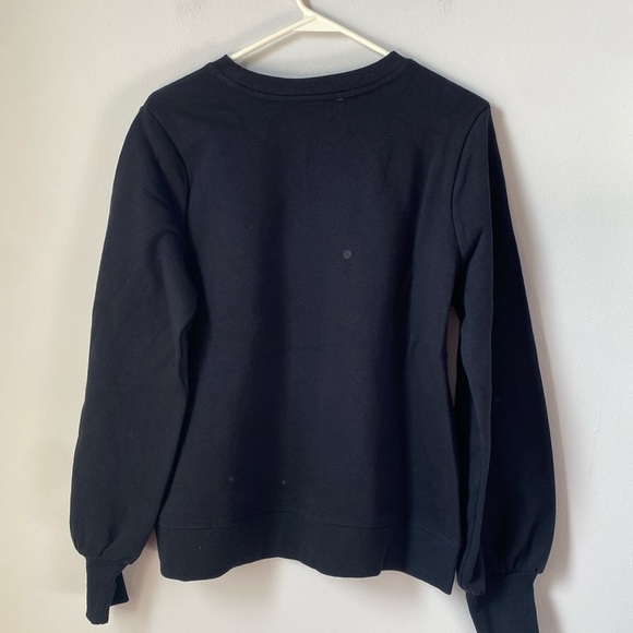 Marled black LOVE sweatshirt bell sleeve, Large NWT.  Cotton/poly blend - Picture 2 of 9